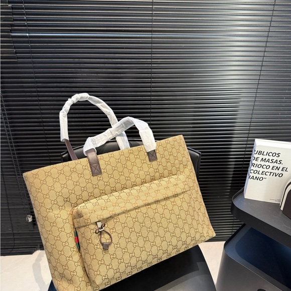 Gucci Handbags - Gucci Tan Monogram Canvas Tote